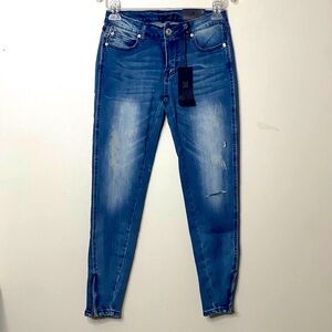 Rue 21 Women’s Jeggings, Sz 0, Denim, Short, Zippered Cuff, Mid-rise, Skinny NWT